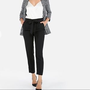 High Waisted Sash Waist Ankle Pant